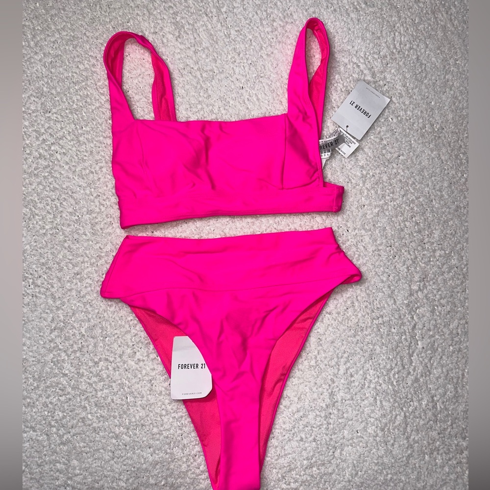 NWT forever 21 high waisted hot pink bikini